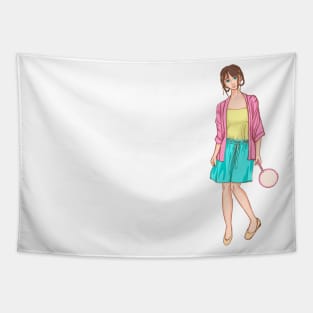 Cute japanese anime girl in pastel colors Tapestry