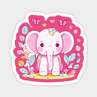Cute Pink Elephant Magnet