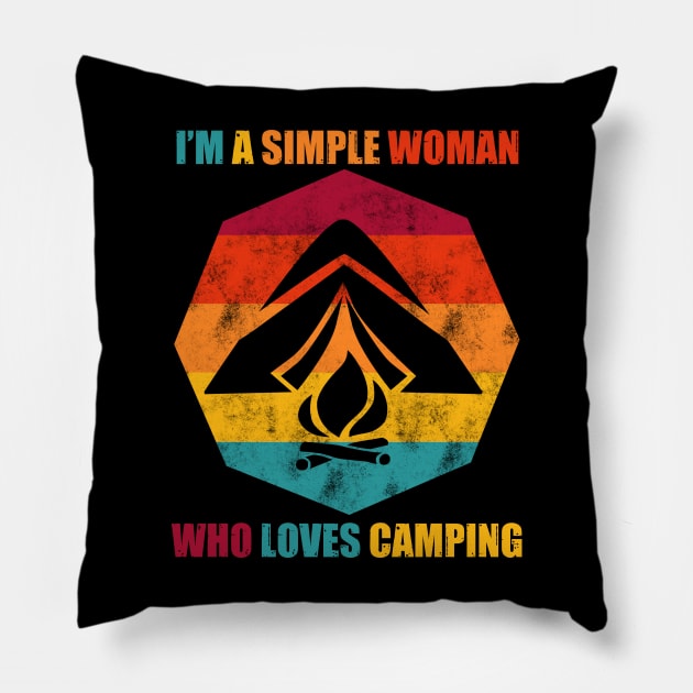Retro Camping Pillow by Imutobi
