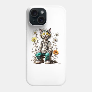 Mechanical Whiskers: Robotic Cat Flowers Phone Case