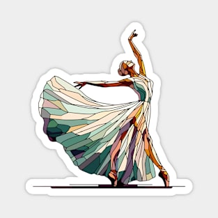 Beautiful ballerina in a white dress dancing, ballet dance, mosaic glass geometric Magnet