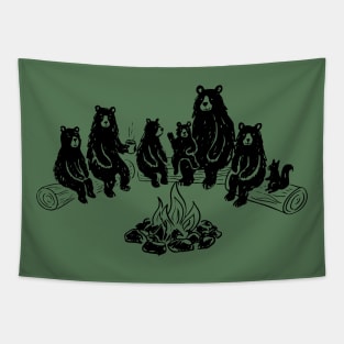 A family of bears by the fire Tapestry