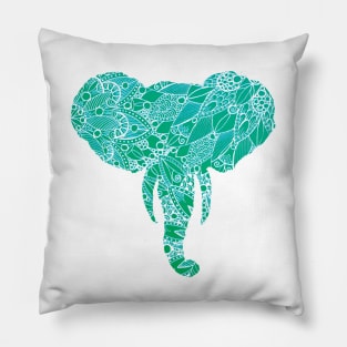 Turquoise Mandala Elephant Pillow