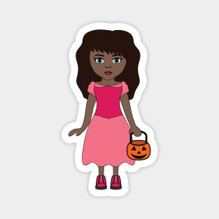 Pink Princess 3 Halloween Girl Sticker Magnet