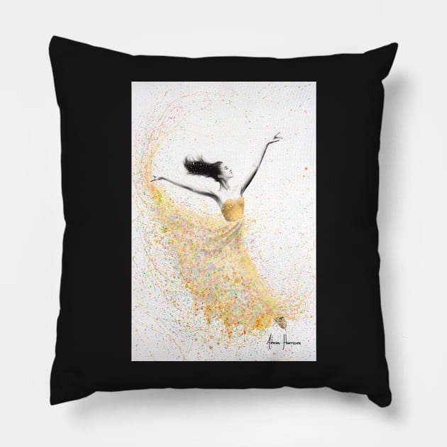 Golden Shimmer Dance Pillow by AshvinHarrison