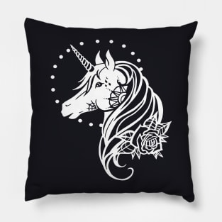 Unicorn Kids Tee Horse Animals Black And White Shirt Unicorn Pillow