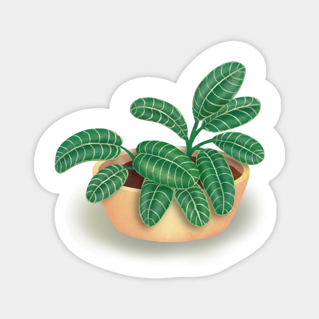 House Plant Potted Tropical Leaf Illustration Magnet by ChloesNook