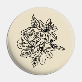 Rose and lilies Pin