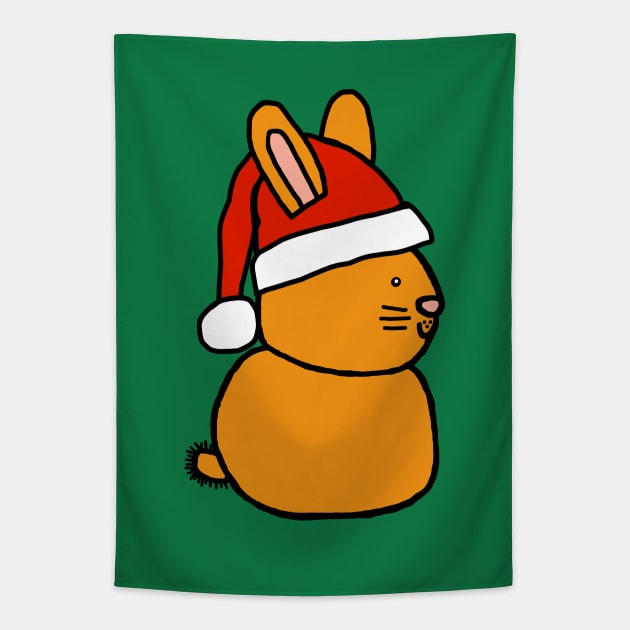 Christmas Bunny Rabbit in a Santa Hat Tapestry by ellenhenryart