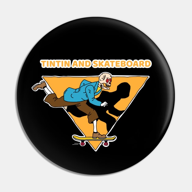 Tintin and Skateboard Pin by kalemstudio