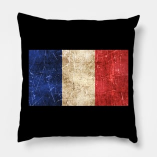 Vintage Aged and Scratched French Flag Pillow