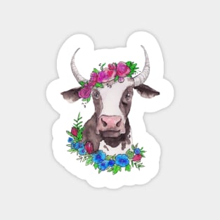 Spring flower Cow Magnet