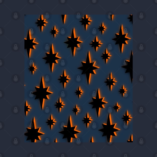 Star Pattern in Black, Blue and Orange by OneThreeSix