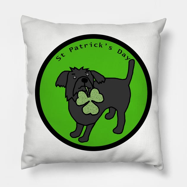 St Patricks Day with Cute Dog Pillow by ellenhenryart