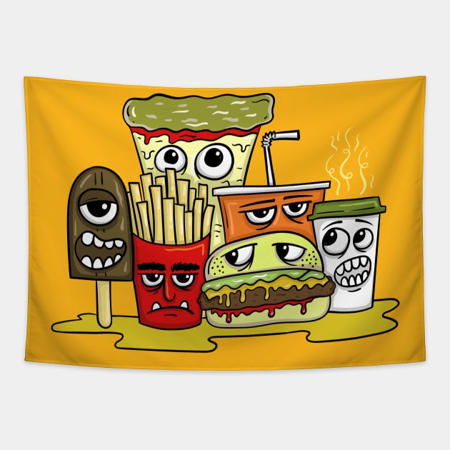 Fast food monster Tapestry by UniqueDesignsCo