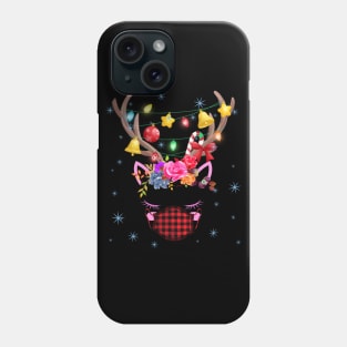 Reindeer Face Wearing Mask Christmas Light Phone Case