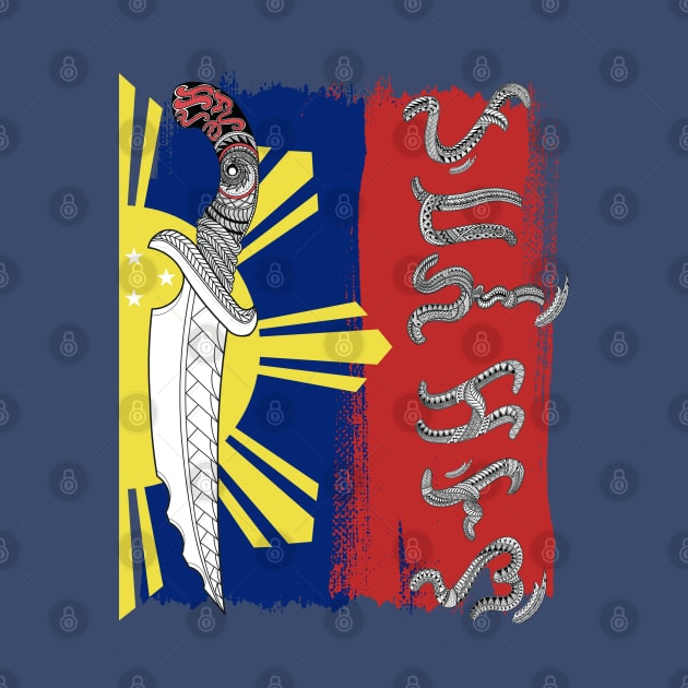 Philippine Flag & Knife / Baybayin word Pudang-Kalis by Pirma Pinas