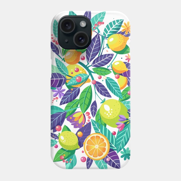 Funny Lemon leaves floral pattern fresh green lime citrus fruit exotic Lemonade, Neon Lemon, Tropical Summer Party gifts vintage decoration Phone Case by sofiartmedia