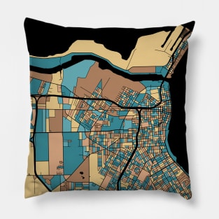 Corpus Christi Map Pattern in Mid Century Pastel Pillow