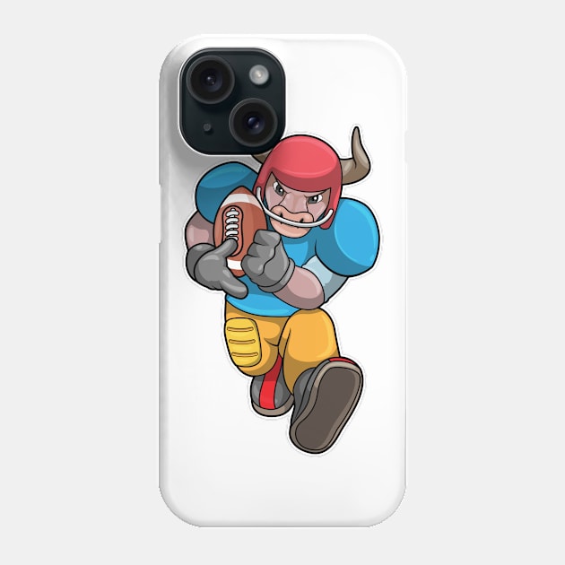 Bull at Sports with Football & Helmet Phone Case by Markus Schnabel