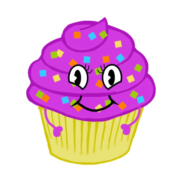 Happy Purple Kawaii Cupcake by DesignsBySaxton