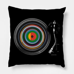 spinning vinyl record on turntable Pillow