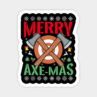 Merry Axemas Christmas Axe Throwing Magnet