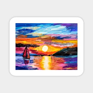 Sailing at sunset Magnet