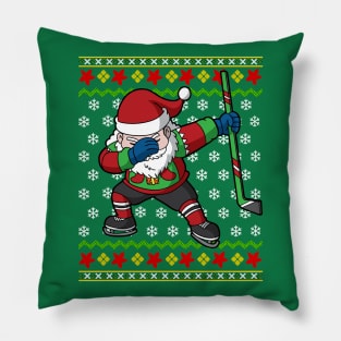 Ice Hockey Player Santa Claus Ugly Christmas Sweater Pillow