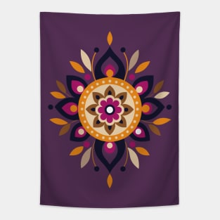 Boho Flower Ornament Purple Shades Tapestry