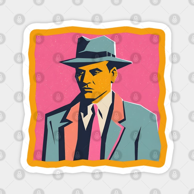 Retro Mafia Boss - Bold Risograph Vintage Design Magnet by TuncGK