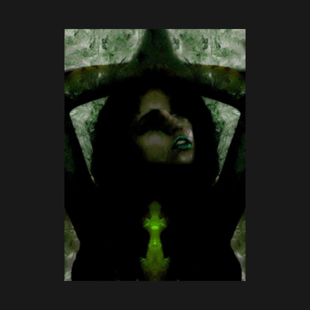 Portrait, digital collage, special processing. Beautiful but dark, like witch, woman. Tale. Green. by 234TeeUser234