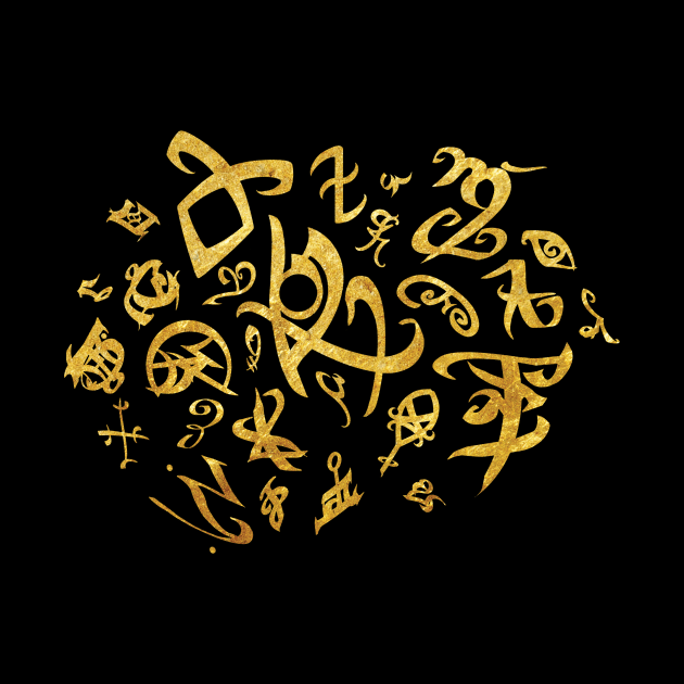 Shadowhunters rune /The mortal instruments - gold group of runes - Parabatai - Mundane gift idea by Vane22april