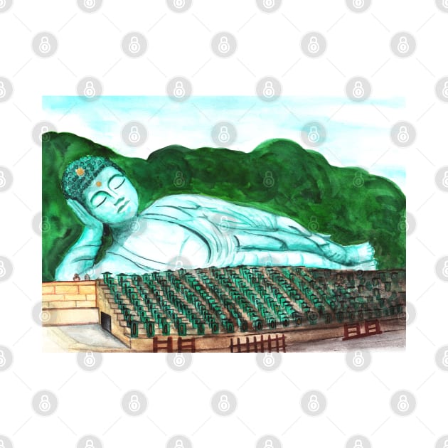 Watercolor - Reclining Buddha by Karoのkyuuto