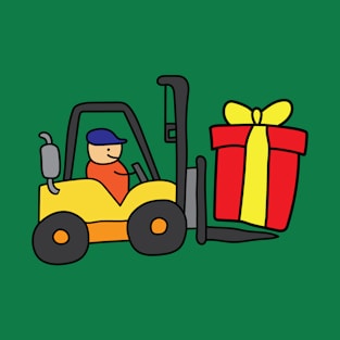 cute forklift lifting a giant box gift T-Shirt