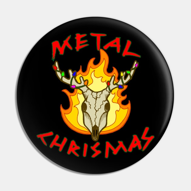 Metal Christmas Punny Reindeer Skull Pin by FatCatSwagger