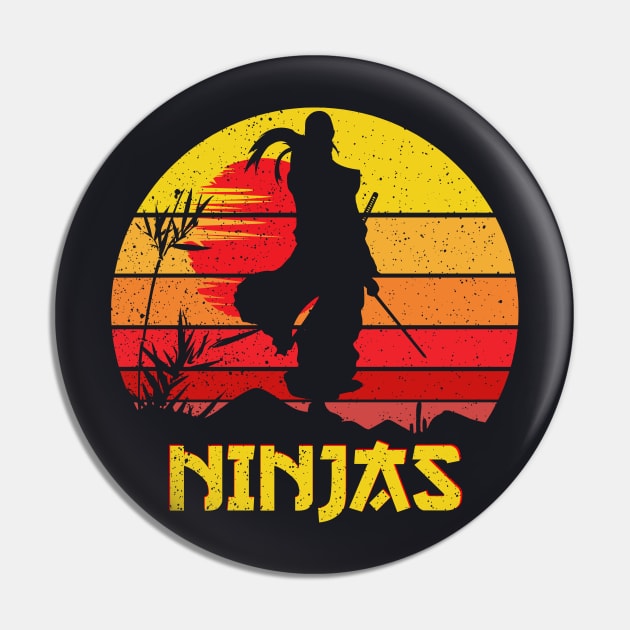 Ninja Retro Vintage Ninjas Pin by DARSHIRTS