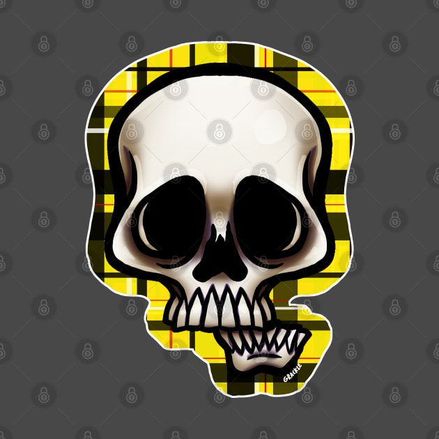 Yellow Plaid Skull by Jan Grackle