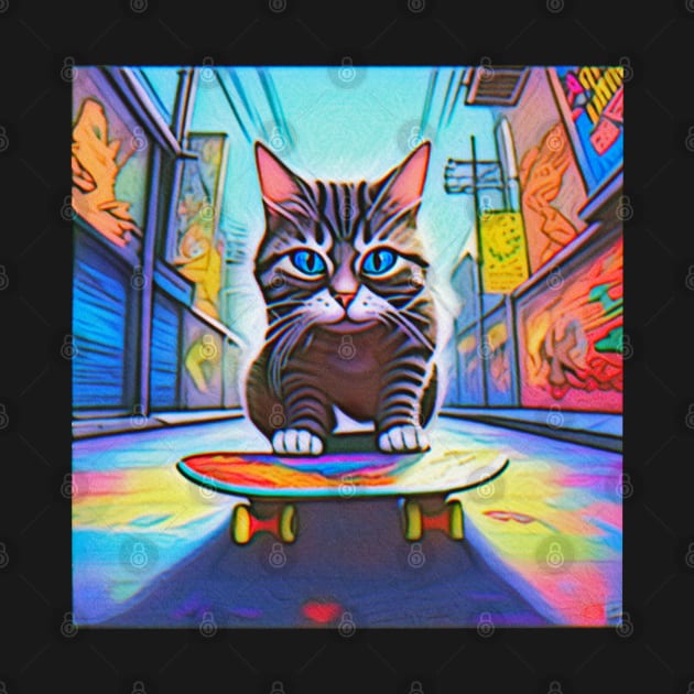 Cool Skateboarding Cat by ROLLIE MC SCROLLIE