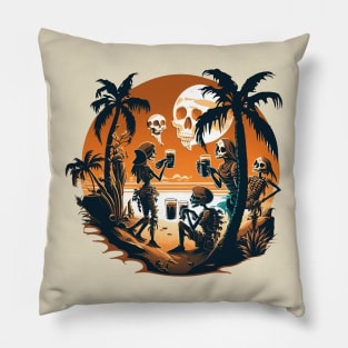 Skeleton Beach Party Pillow