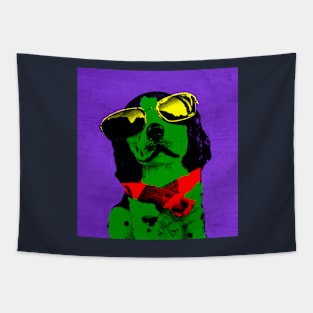 FUNNY DOG Green violet Tapestry