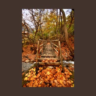 Wooden bridge to the heart of autumn T-Shirt