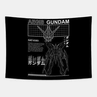 Gundam Aegis GAT-X303 Black and White Streetwear Shirt mobile suit Tapestry