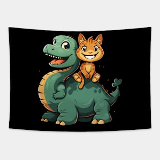 Cat Dinosaur Park Madness Tapestry