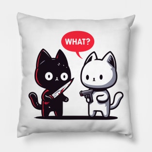 Cat what? Murderous Black and White Cat Pillow