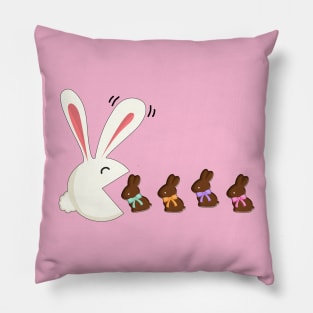 Funny Easter Rabbit Eating Chocolate Easter Bunnies Pillow