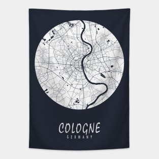 Cologne, Germany City Map - Full Moon Tapestry