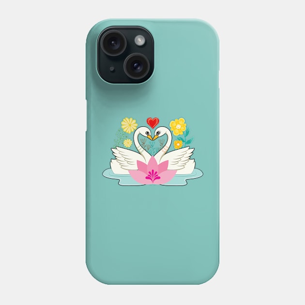 Cute swans with love Phone Case by Nano-none