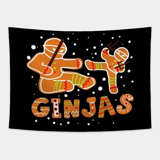 Ginjas Gingerbread Ninjas TShirt Christmas Tapestry by klausgaiser