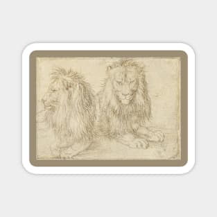 Two Seated Lions by Albrecht Dürer Magnet